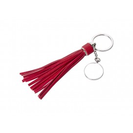 Round Keychain w/ Long Tassel(Red) (10/pack)