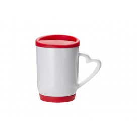 12oz/360ml Ceramic Mug w/ Silicon Lid and Base(Red)(36/pack)