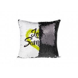 Flip Sequin Pillow Cover (Black w/ White)  (10/pack)